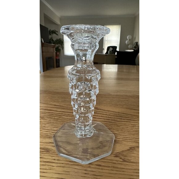 Fostoria American Elegant Glass Taper Candle Holder 6.25" Tall Vintage Crystal - Picture 2 of 8